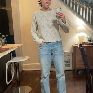 Cream, vintage, open waffle knit sweater